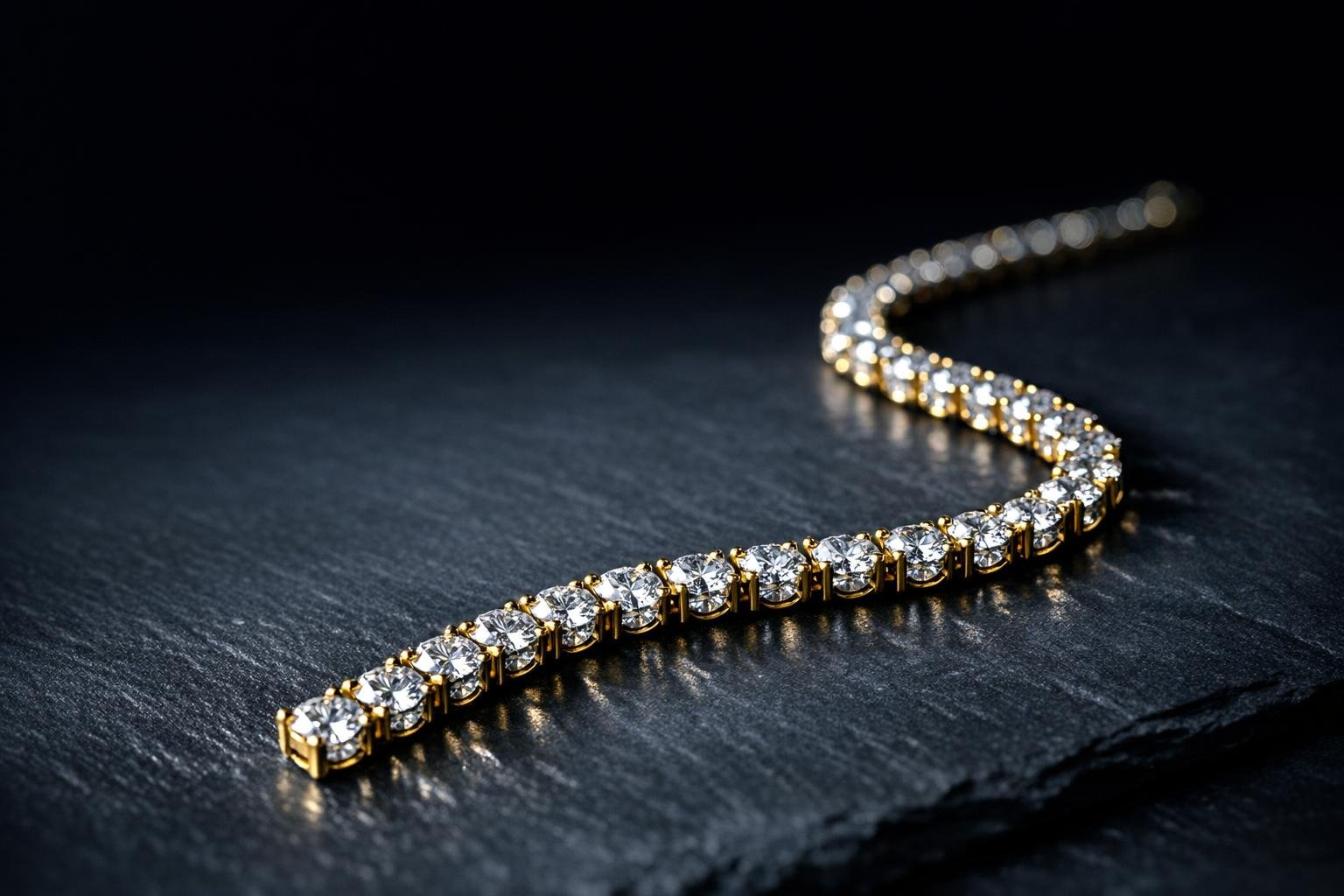 Diamond line bracelet in yellow gold
