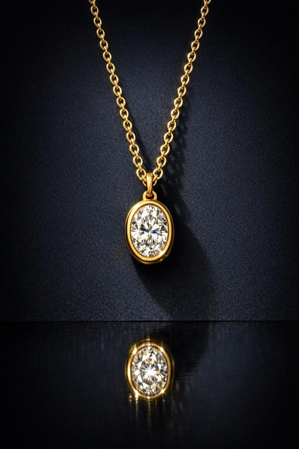 Diamond pendant on a fine gold chain